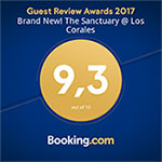 Booking.com award for the sanctuary at los corales