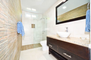 bathroom with standing shower in second floor condo at The SANCTUARY at Los Corales