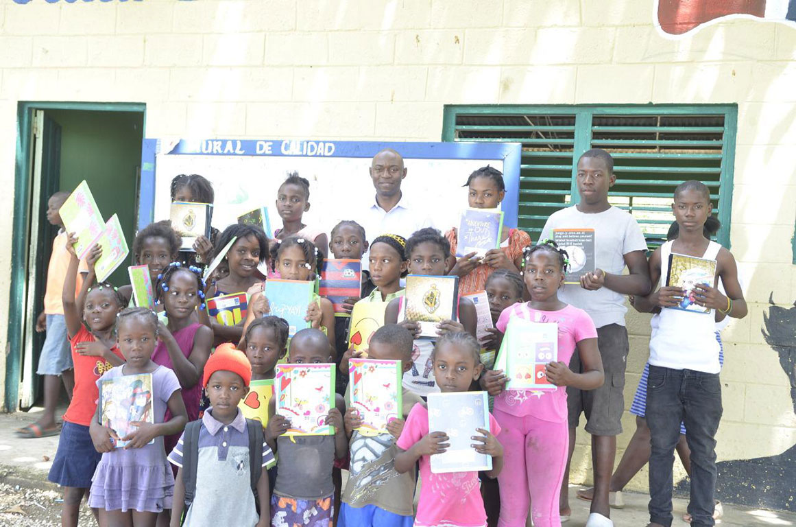 New school supplies for children in sugarcane community